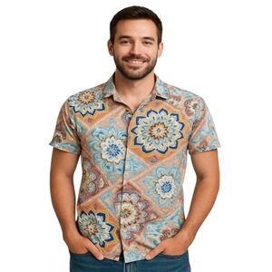 Men's Camp Costa Mandela Print Slim-Fit Shirt XXL